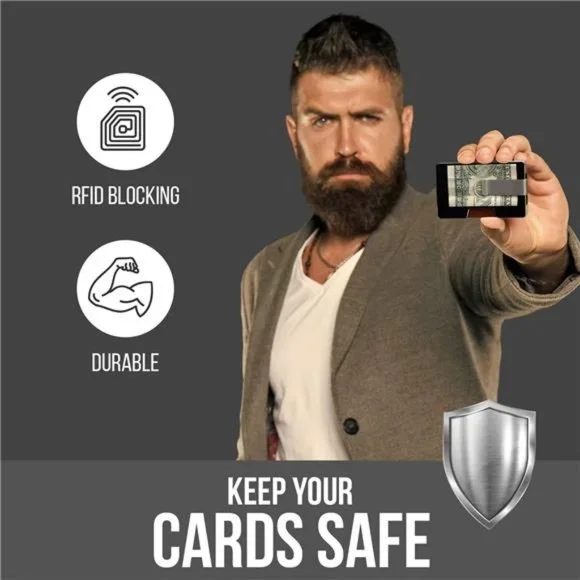 The Blade Minimalist Aluminum Wallet, Metal Blocking Card Holder and Money Clip